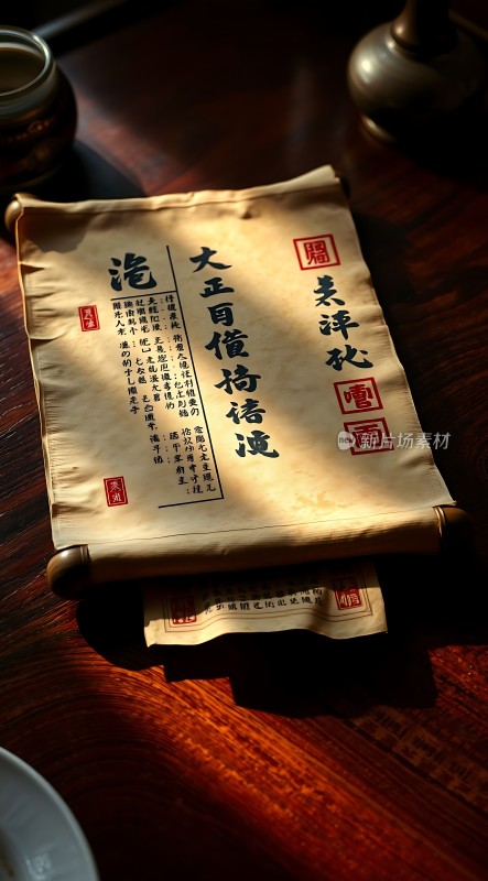 古风书法卷轴展示