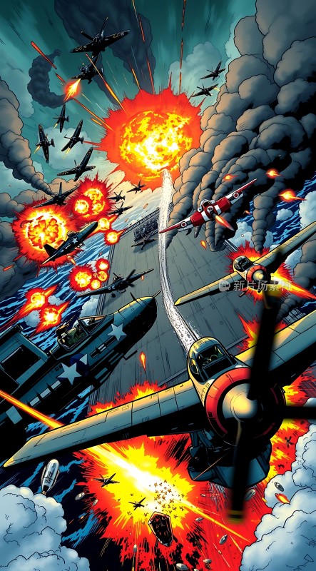 空中激战航母与敌机对决
