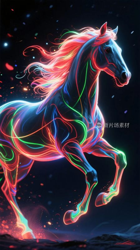 绚丽光影奔跑的梦幻之马