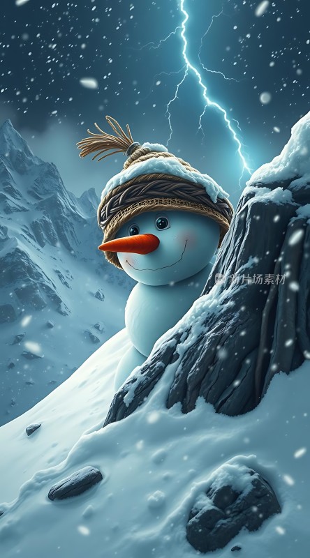 雪地里的微笑雪人