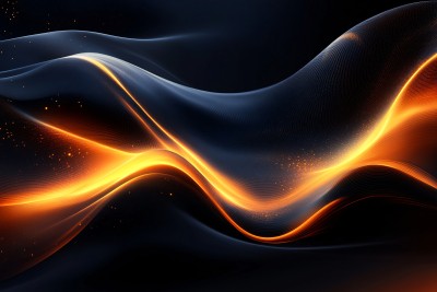 流动的橙黑渐变光影线条