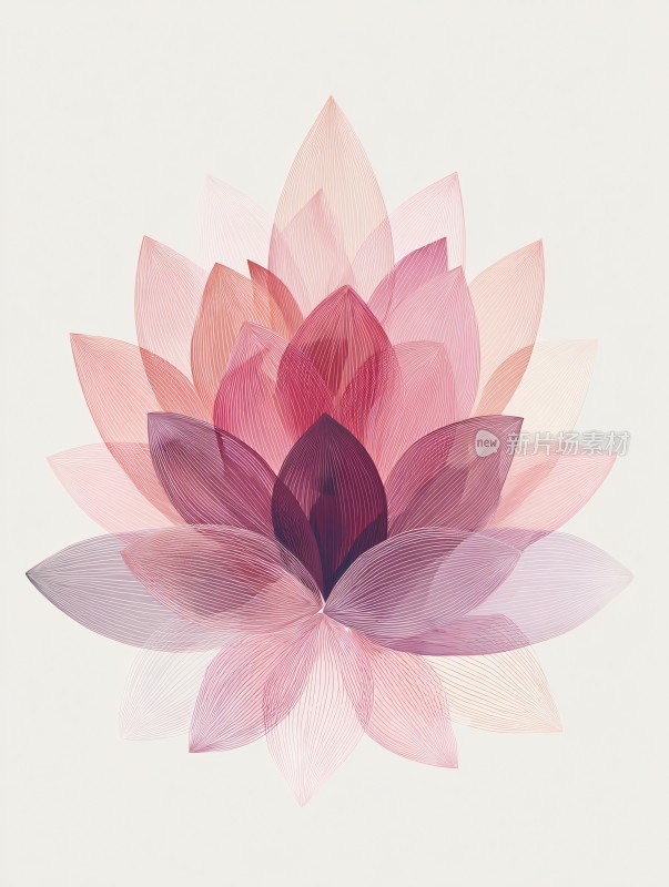 梦幻渐变色彩莲花插画