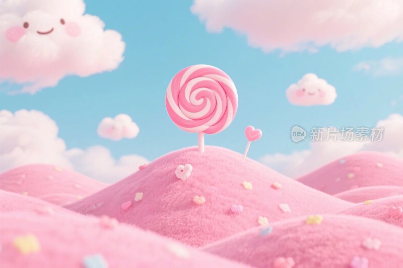 梦幻糖果山丘插画