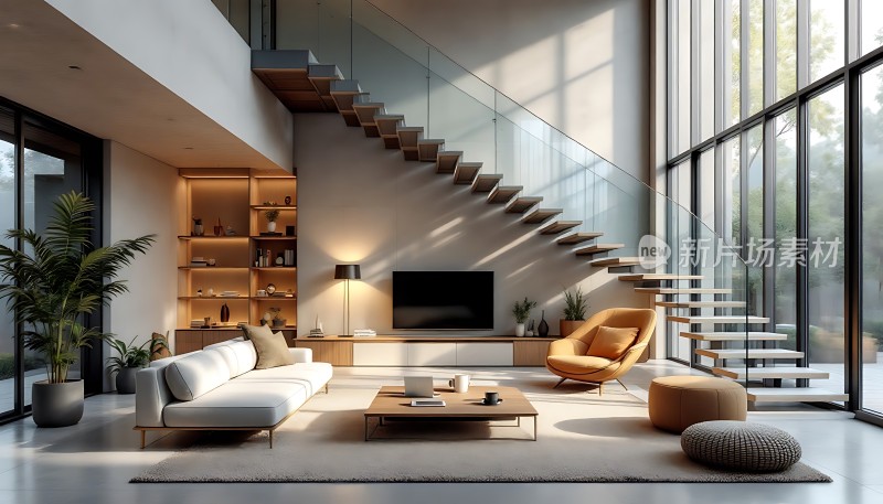 现代家居设计简约风格自然光线充足舒适生活空间