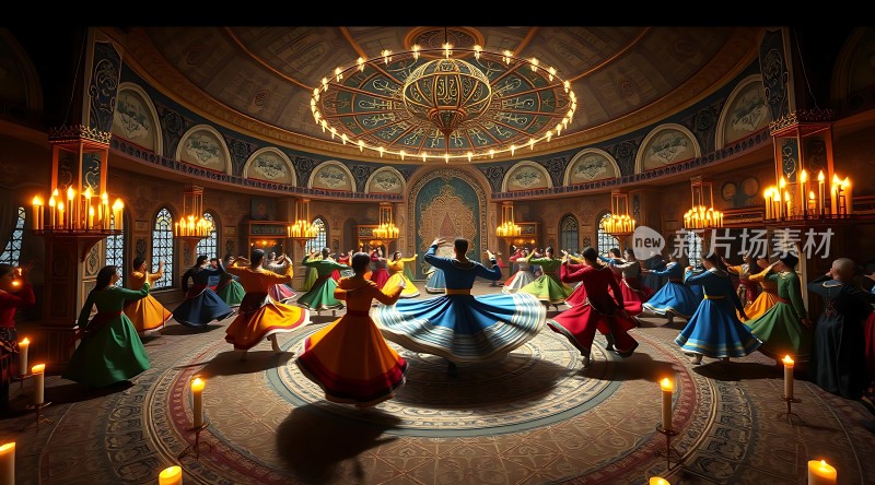 华丽舞厅里的多彩舞蹈表演