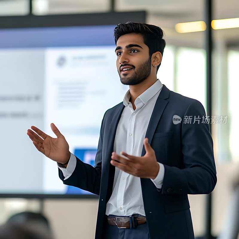 商务男士自信演讲