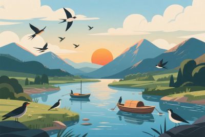 山水风景插画 山水风景插画