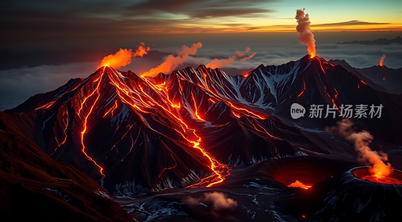 熔岩流淌的山脉