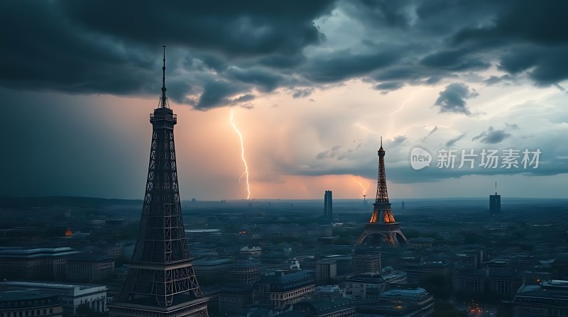 巴黎铁塔闪电之夜
