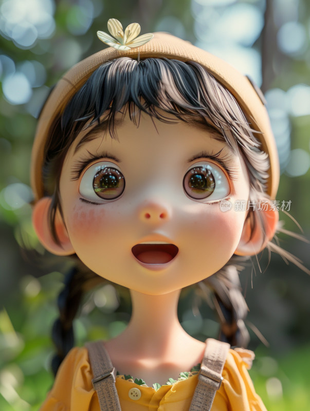 3D卡通可爱的小女孩