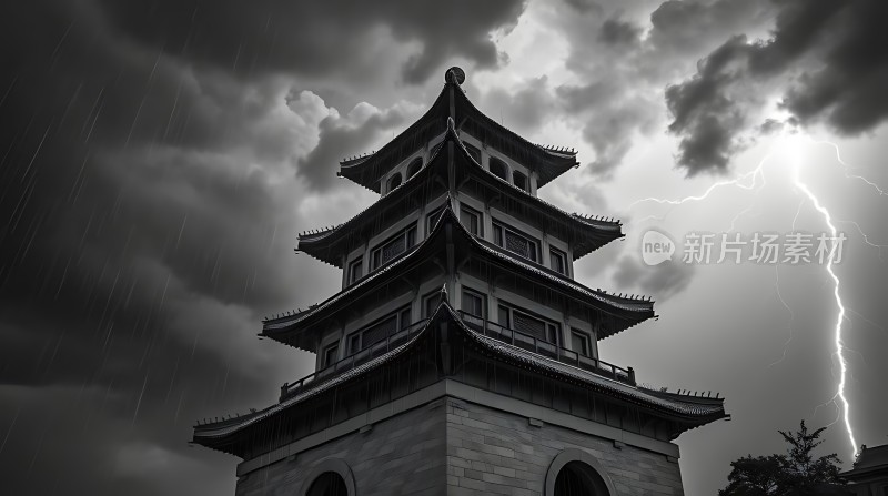 雷雨夜的古塔