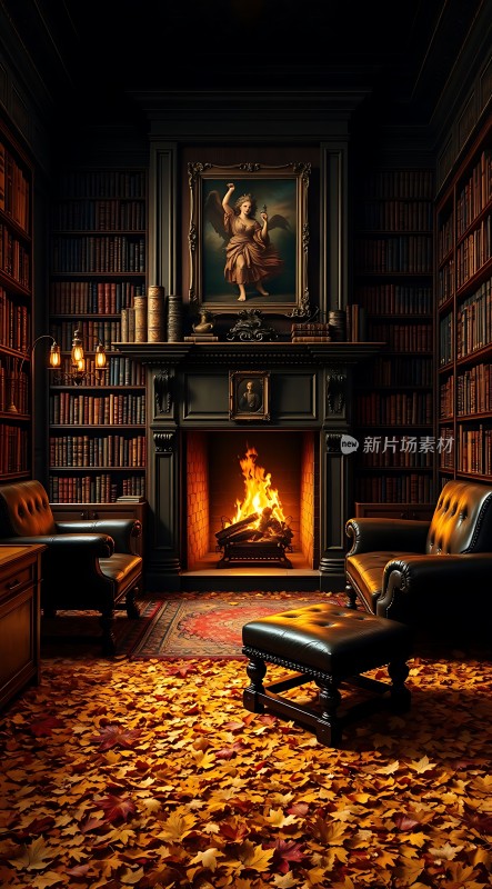 秋日书房里的温暖时光