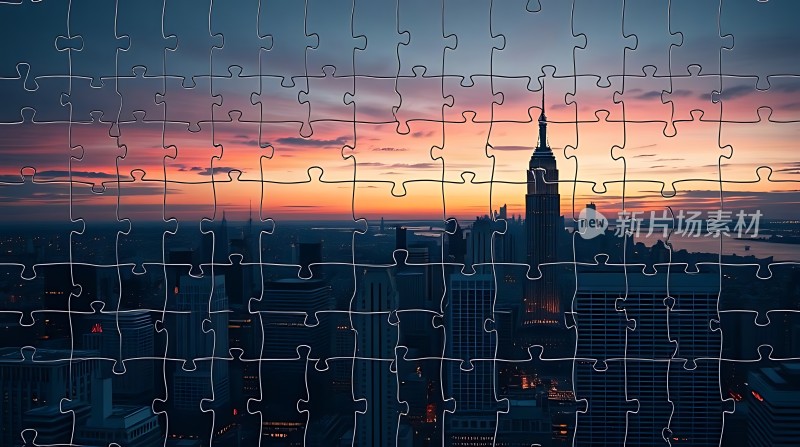 日落时分的城市天际线拼图