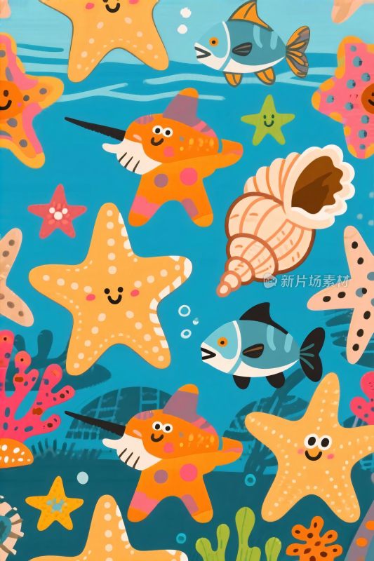 卡通海洋生物插画