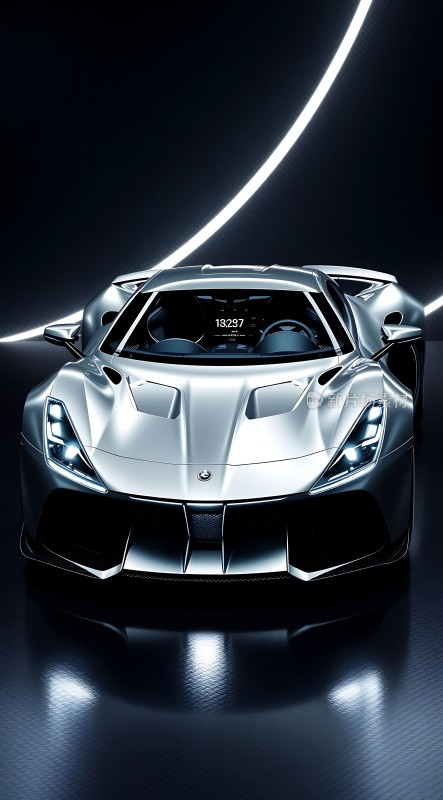 银色跑车未来感十足线条流畅科技感强烈