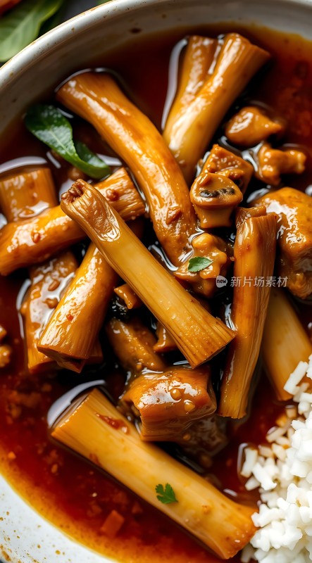 香辣竹笋鸡块盖浇饭