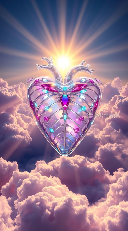 心形宝石在云海中闪耀