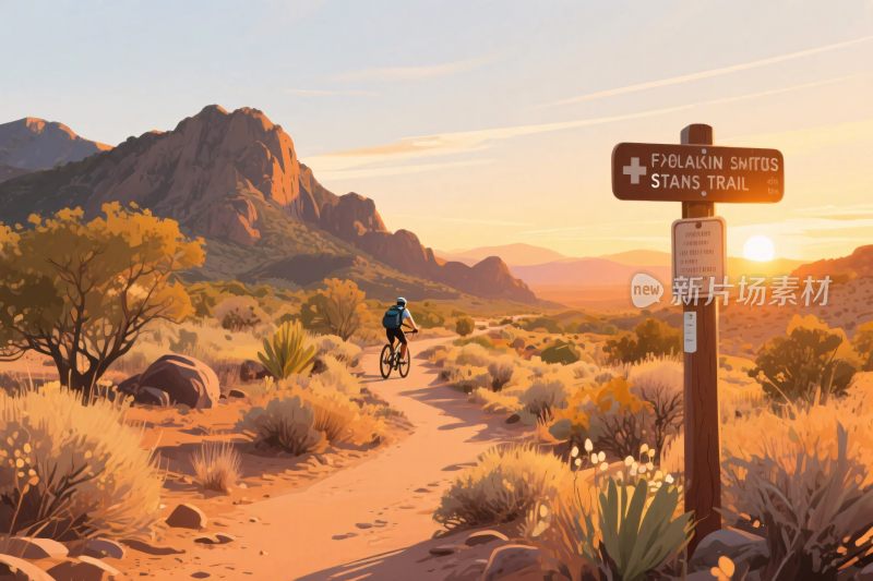 户外骑行风景插画