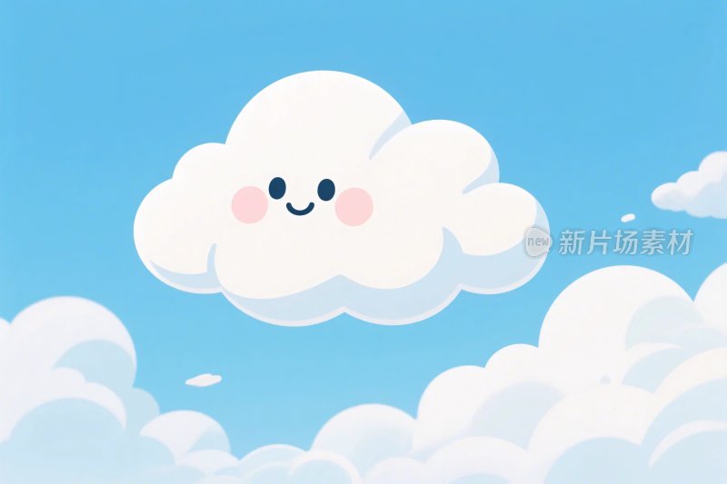 卡通云朵笑脸插画