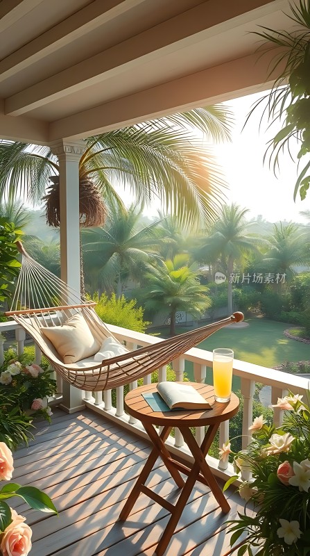 阳光下的热带风情小阳台