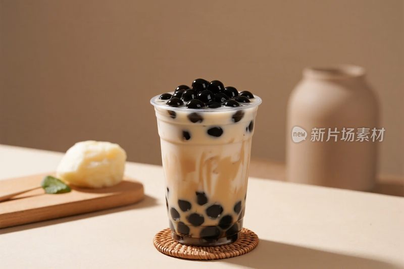 珍珠奶茶特写照片