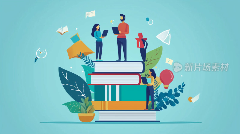 数字教育与学习的插画