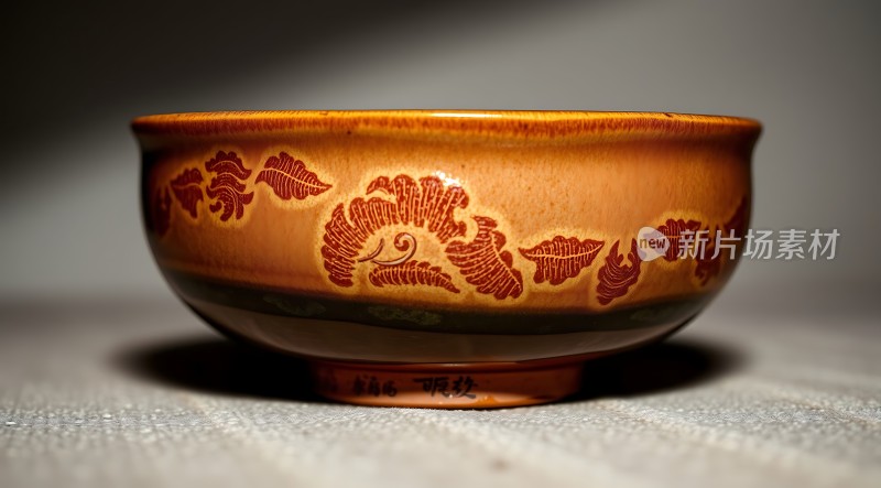 古风陶瓷碗釉色温润花纹精美展现传统文化魅力