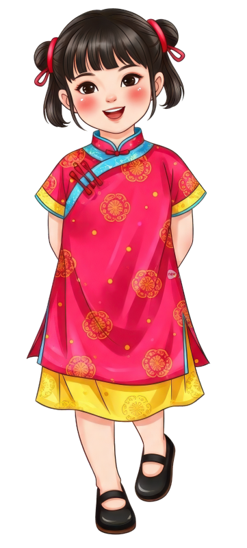 旗袍女孩插画元素