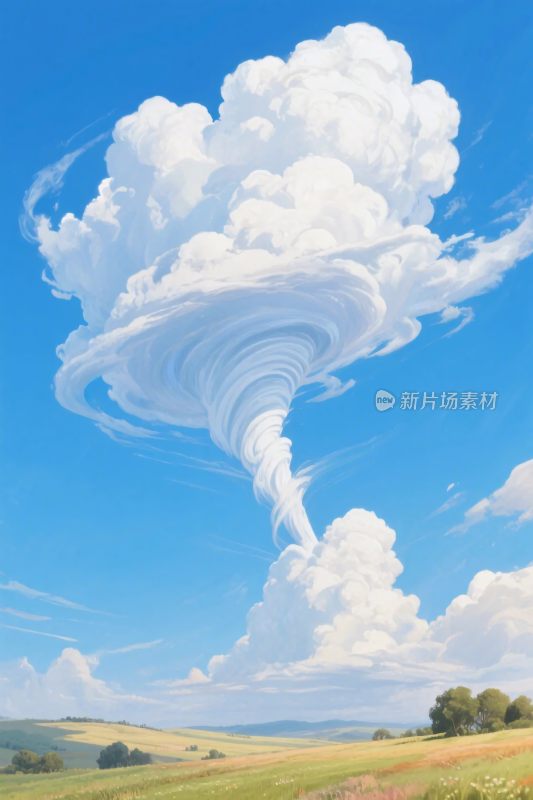 蓝天旋风风景插画