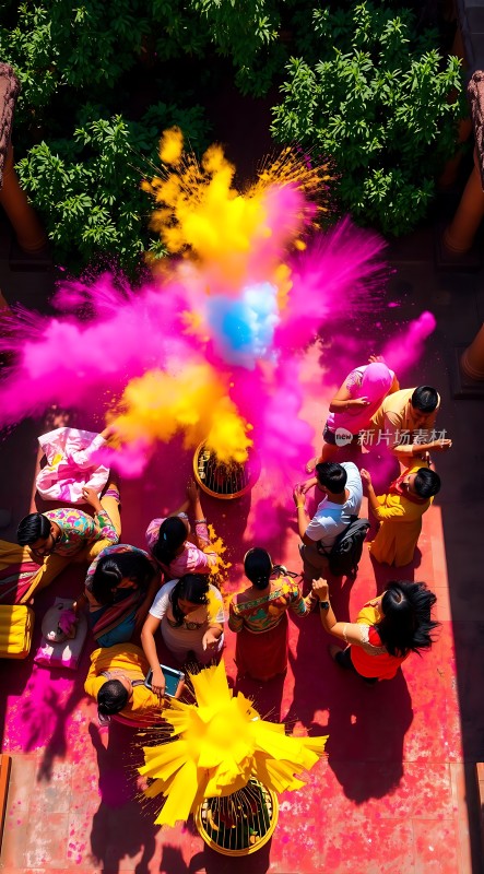 彩色粉末节上的欢乐瞬间