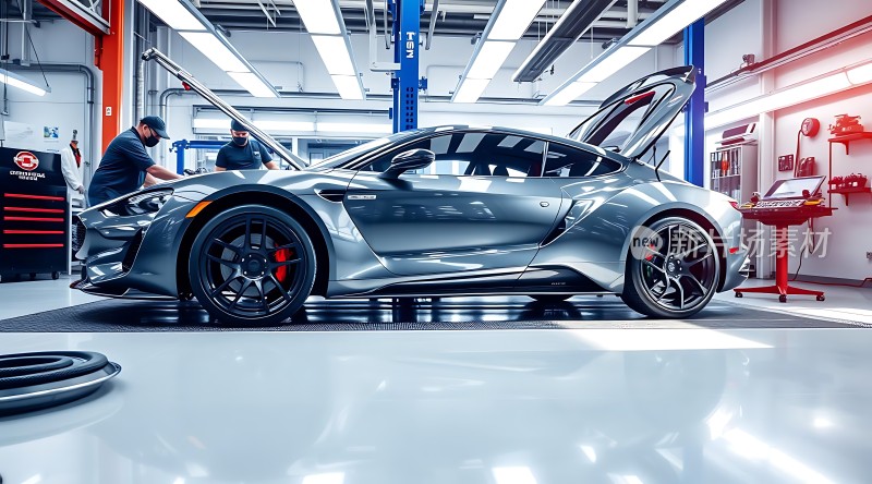 现代跑车车间内展示
