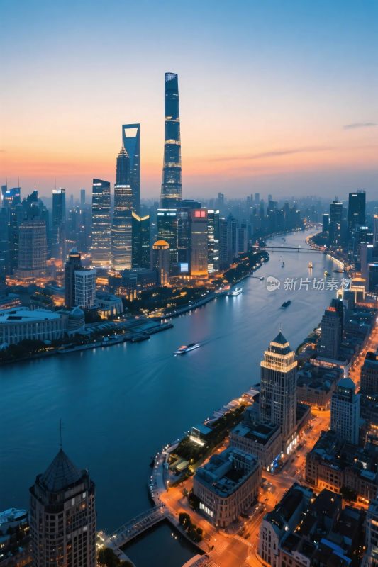 上海城市夜景全景