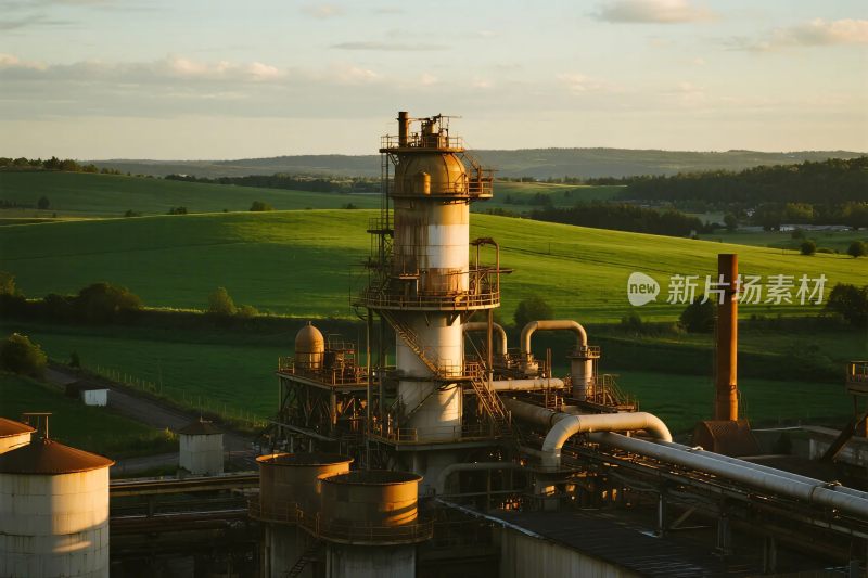 工业设施与绿地风景