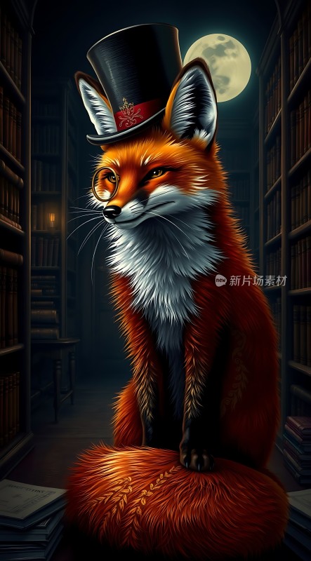 夜色书架上的绅士狐狸