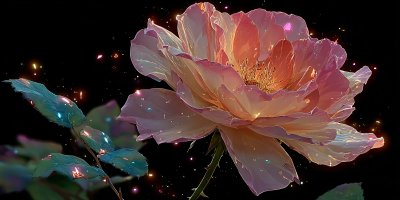 梦幻唯美的发光粉色花朵