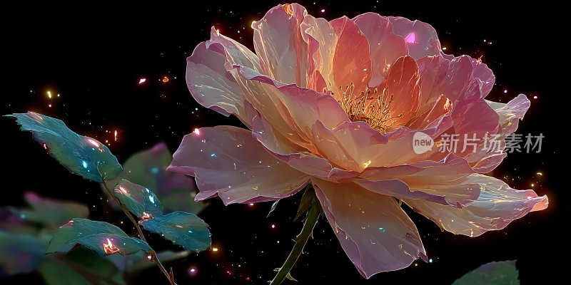 梦幻唯美的发光粉色花朵