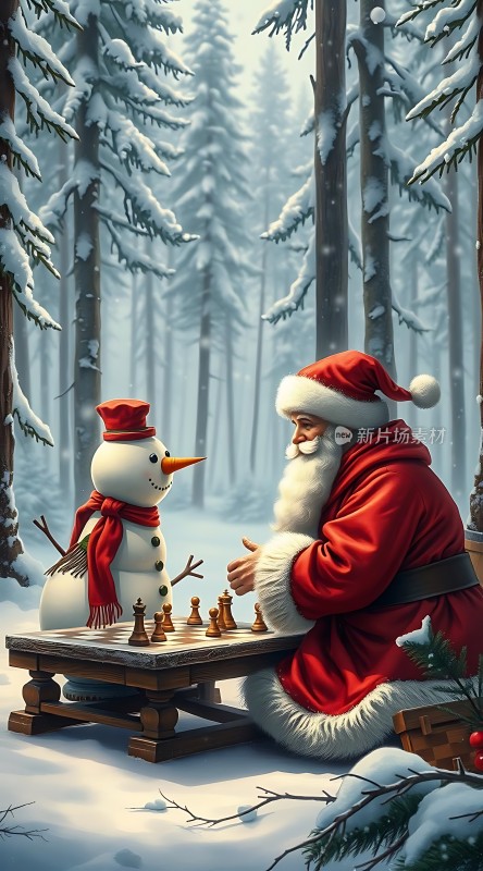 圣诞老人与雪人下棋