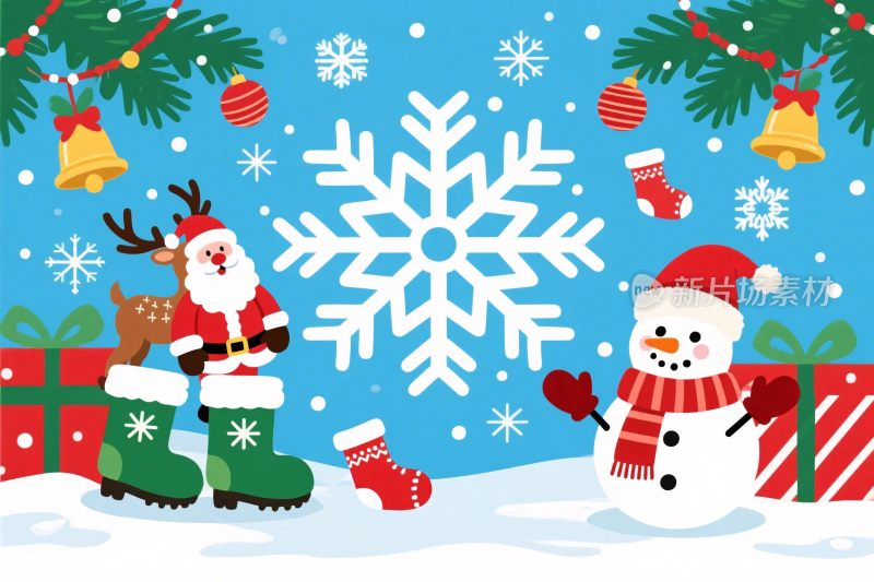 圣诞卡通插画场景
