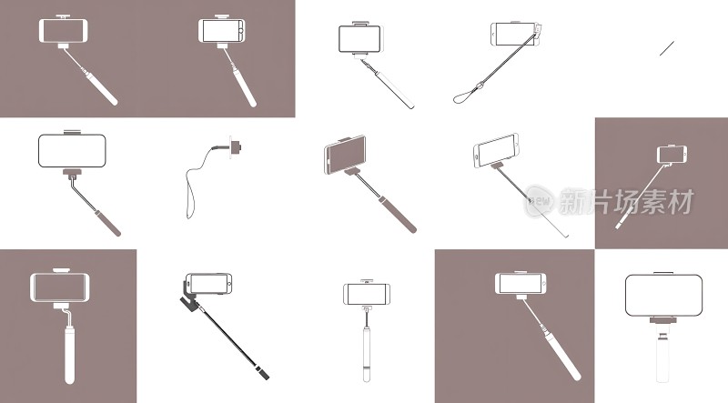 自拍杆与手机组合展示
