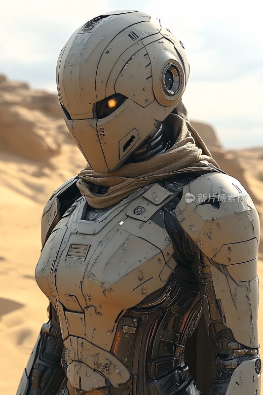 沙漠中的科幻机械战士