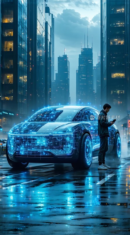 智能汽车与都市夜景的结合