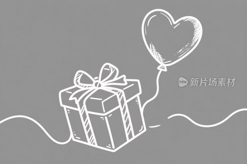 礼物爱心气球简笔画