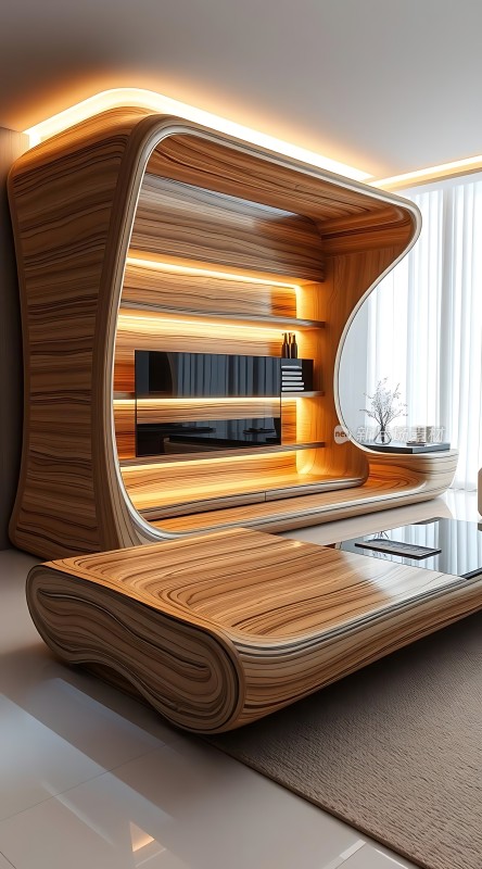 现代简约风格家居设计木质家具与灯光的结合