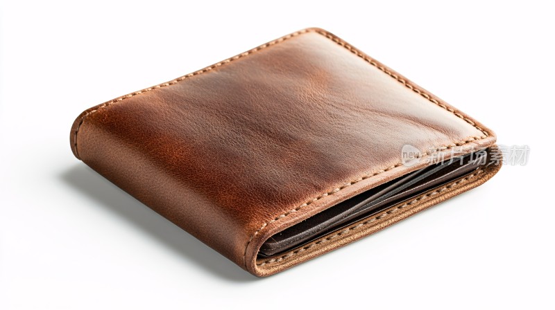 棕色皮革钱包特写