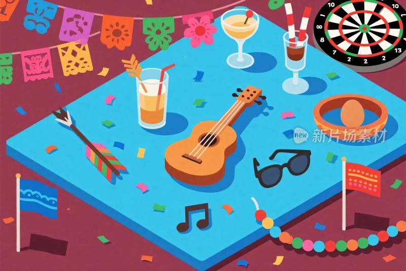 节日派对插画场景