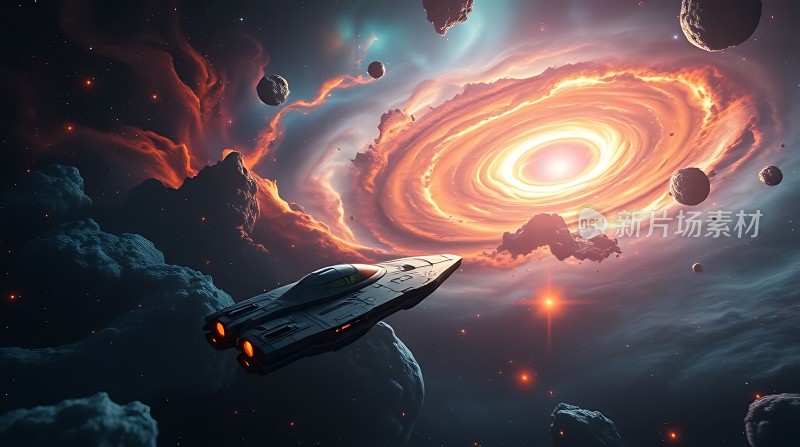 星际探险飞船穿越浩瀚星云