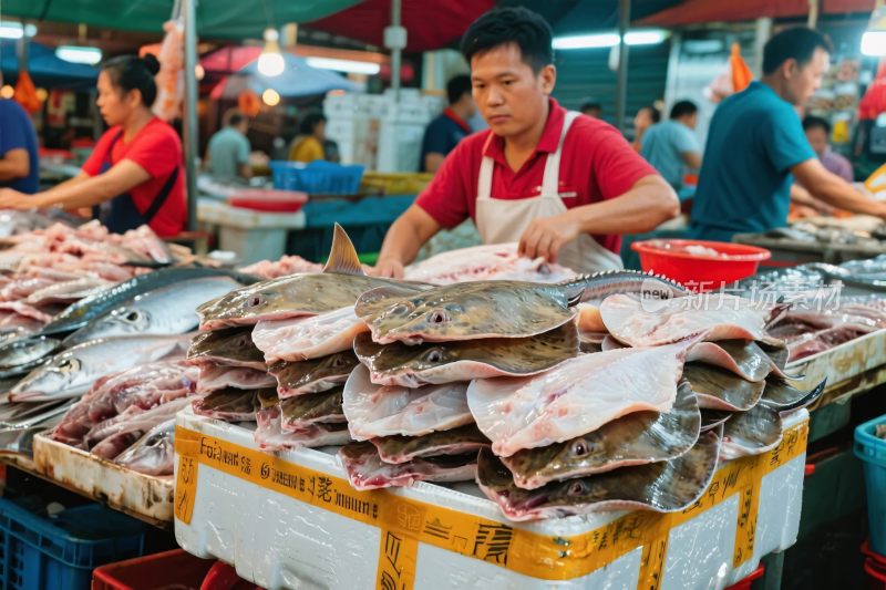 市场海鲜售卖场景