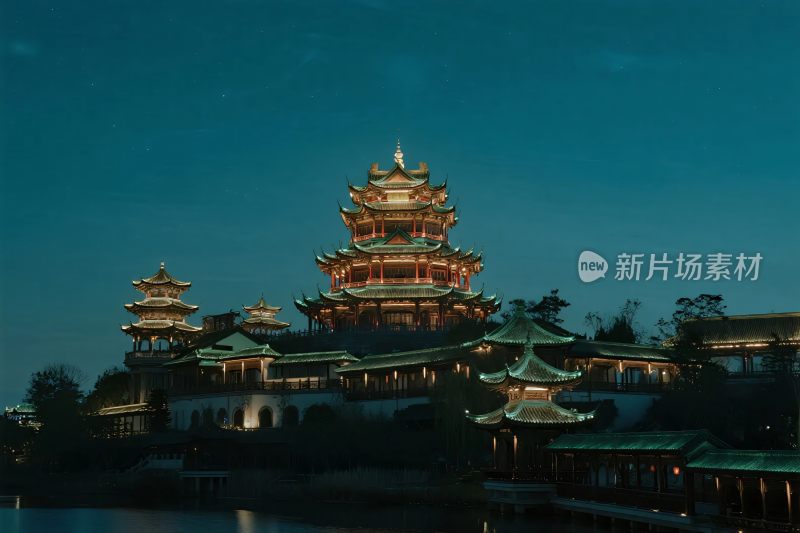 古建群夜景图
