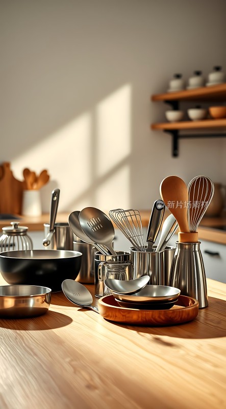 阳光下的厨房用具展示