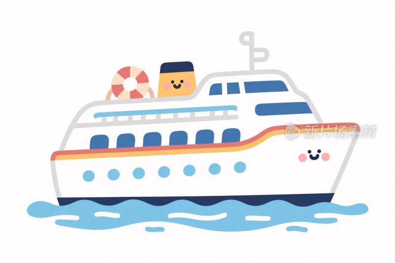 可爱卡通游船插画